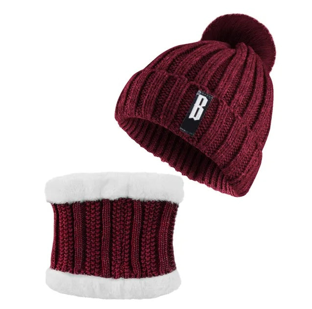 Thermal Knit Winter Hat and Scarf Combo